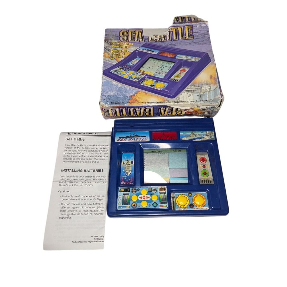 Vintage Radio Shack Sea Battle Blue Electronic Handheld Game - TESTED and WORKS!